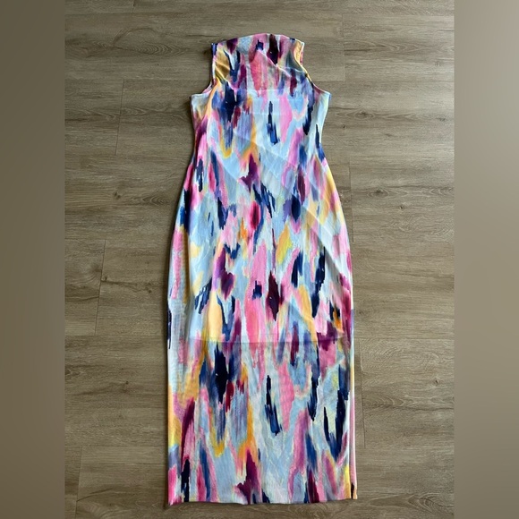 Steve Madden Mesh Colorful Midi Dress SZ S Fitted - Picture 7 of 7